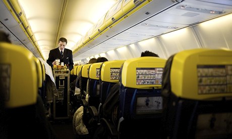 Cabin crew on a Ryanair flight